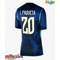 Camiseta Brasil Lucas Paqueta #20 Visitante Equipación para mujer Mundial 2026 manga corta